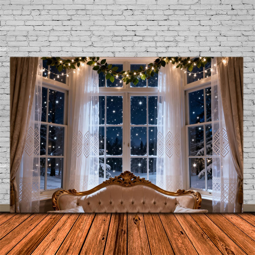 Toile de fond Boudoir Lueur Fenêtre Hivernale Étoilée RR62-61