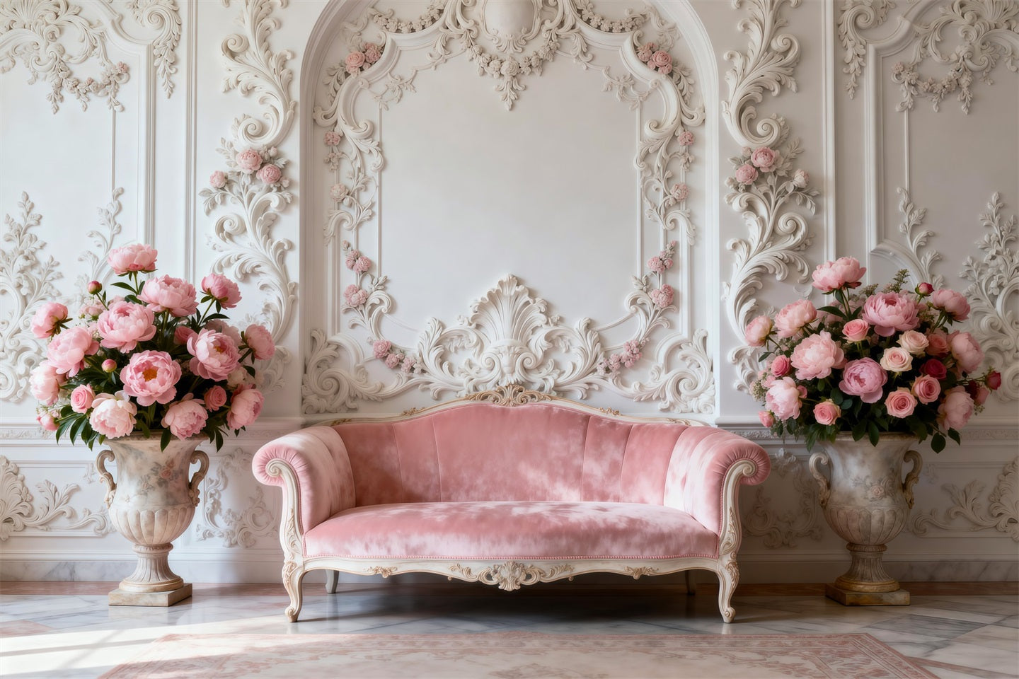 Toile de fond Photo Boudoir Salon Rococo Ivoire Classique RR62-64