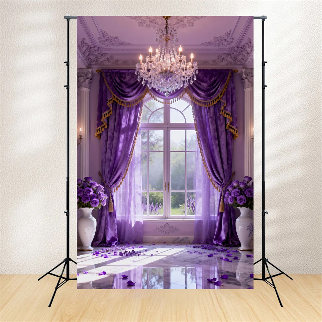 Fond Photo Boudoir Fenêtre Drapée Cristal Lavande RR62-72