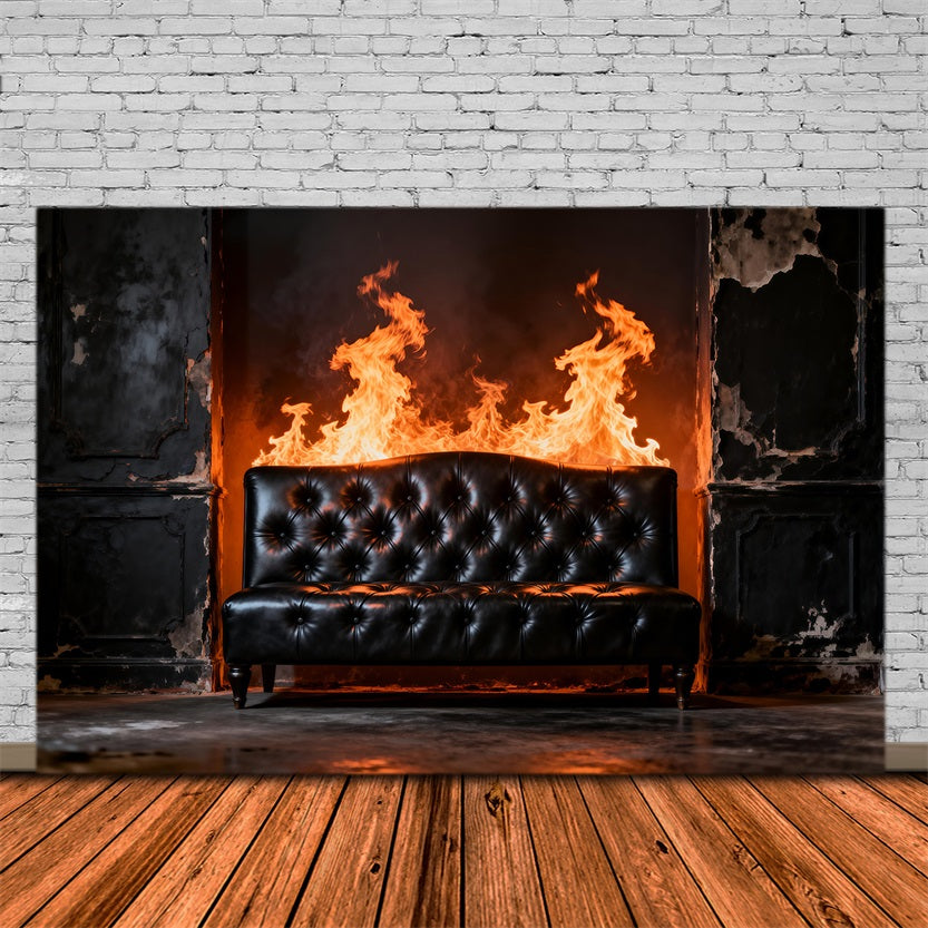 Toile de fond Studio Boudoir Canapé Cuir Noir Inferno RR62-73