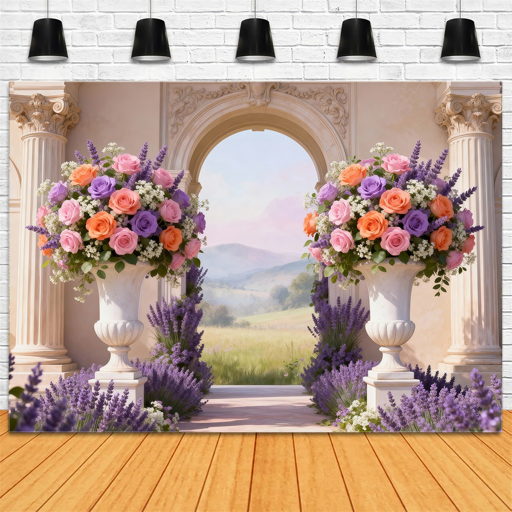 Fond Photo Jardin Enchanté Cour Florale Pastel Vue Vallée RR62-8