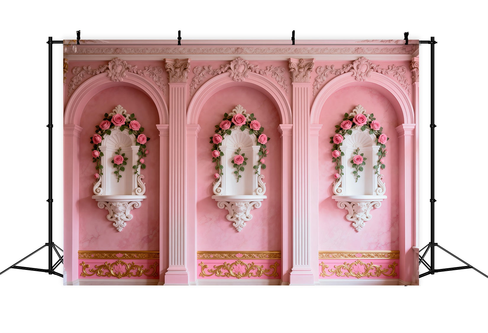 Fond Photo Boudoir Alcôve Arches Roses Blush RR62-97
