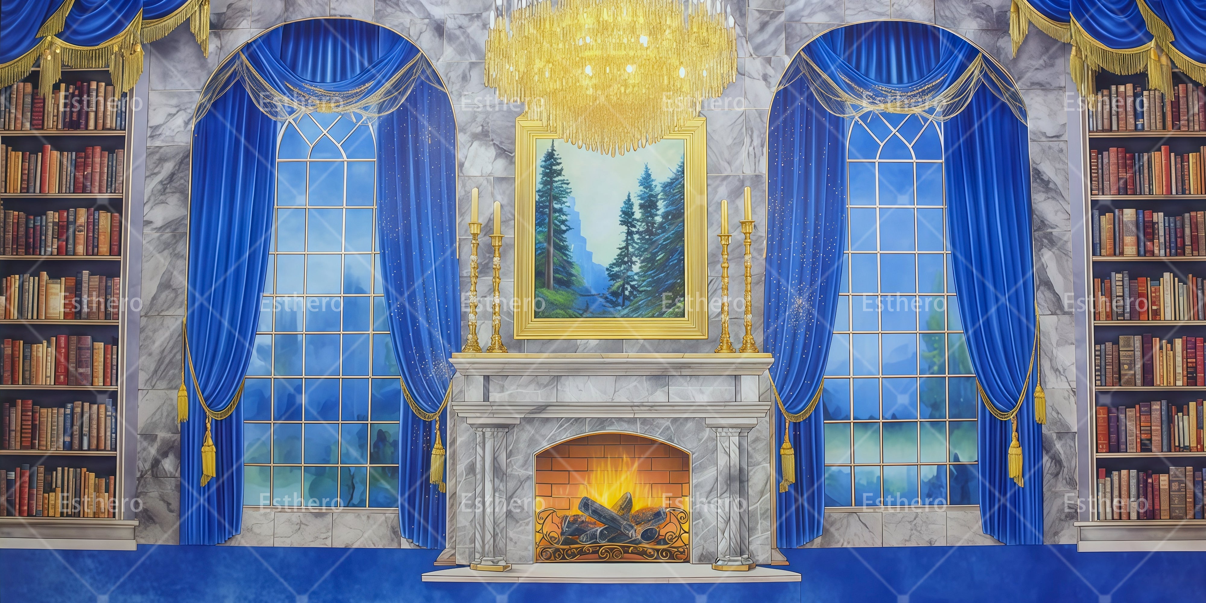 Toile de fond bureau de manoir décor de théâtre RR65-T43