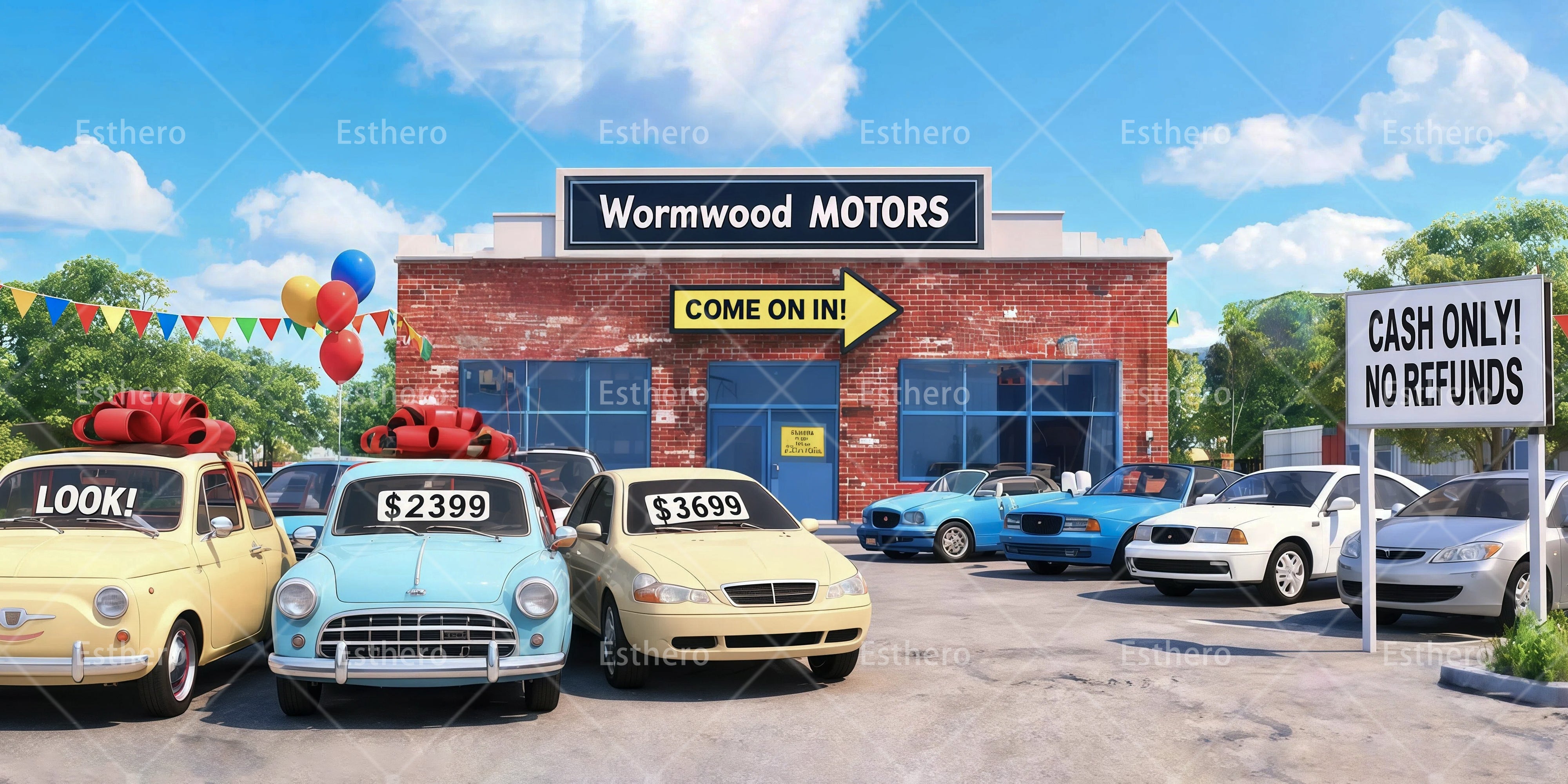 Toile de fond atelier Wormwood Motors décor de théâtre RR65-T47