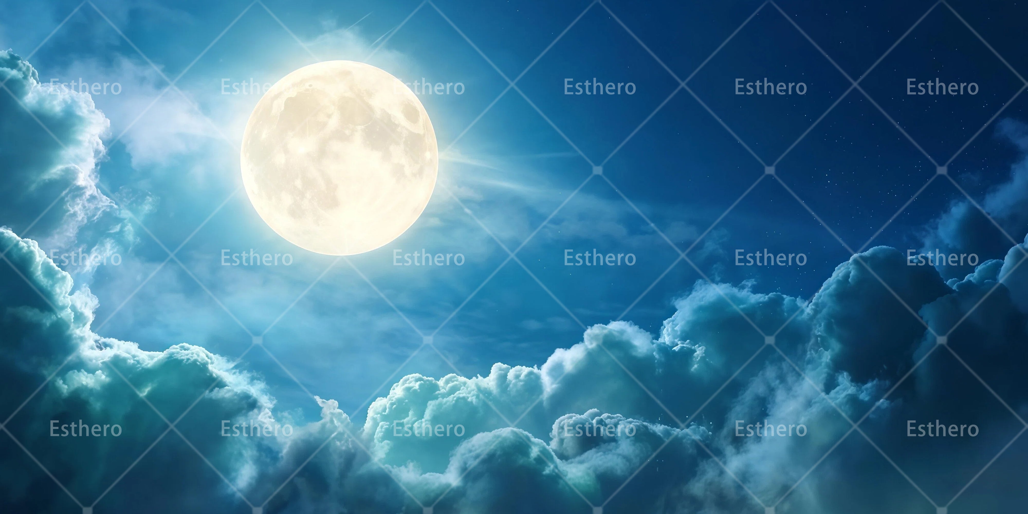 Toile de fond pleine lune lumineuse décor de théâtre RR65-T64