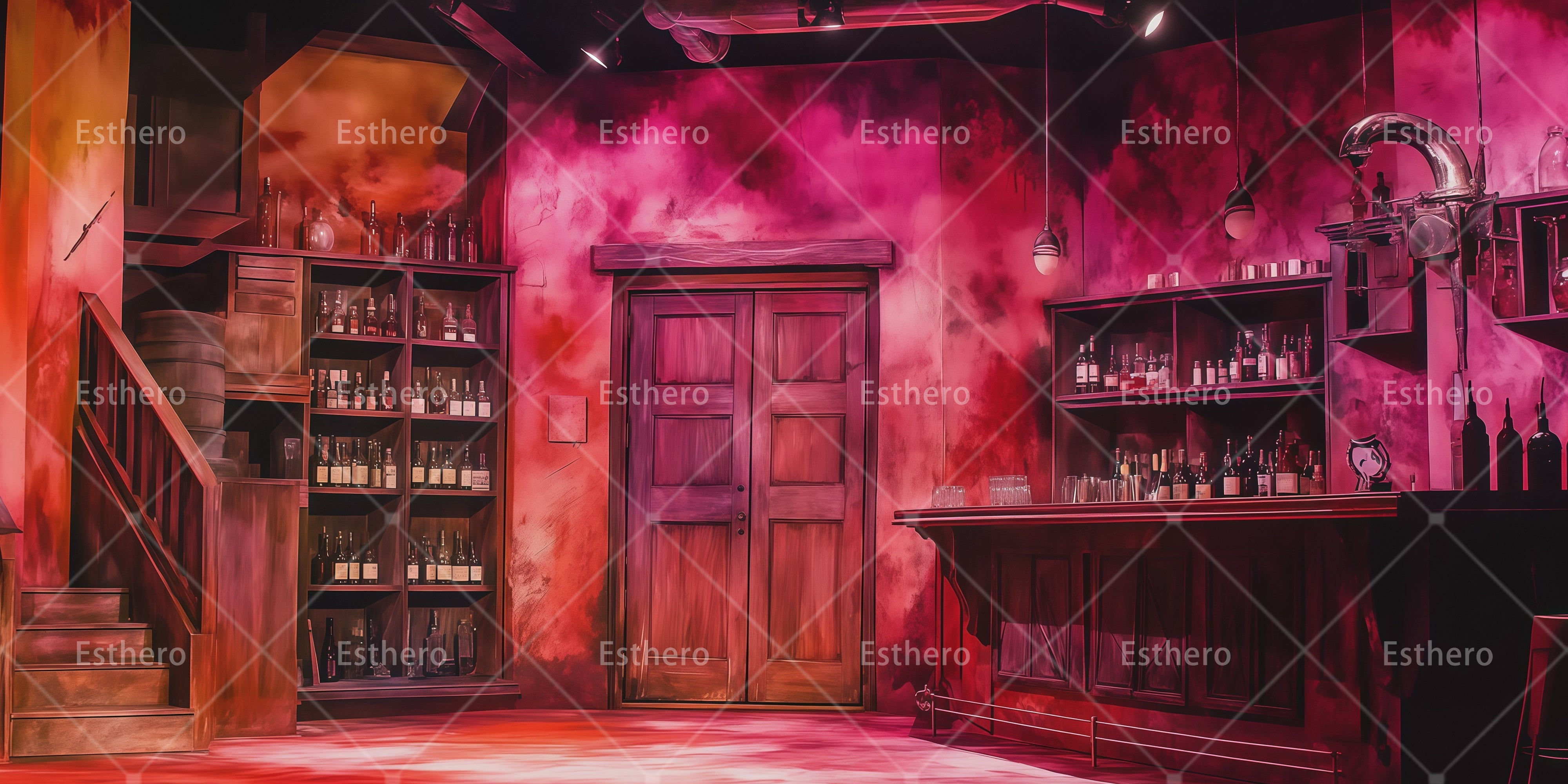 Décor Intérieur de Bar pour Spectacle Scolaire RR66-T21
