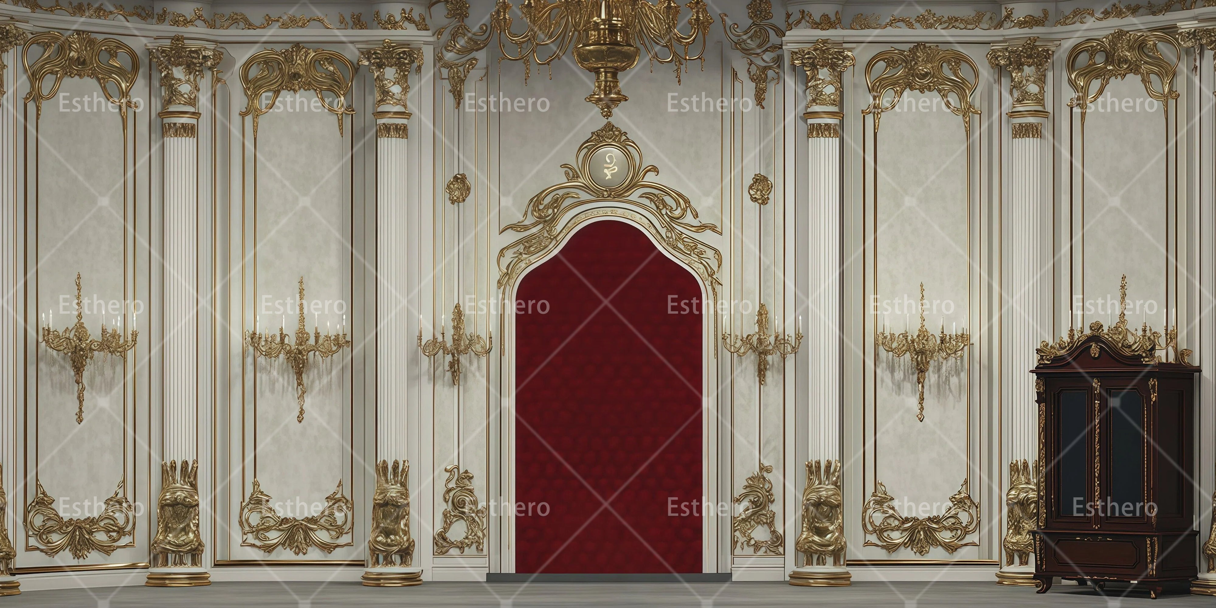 Toile de Fond Grand Hall de Palais Baroque pour Bal Scolaire RR66-T48