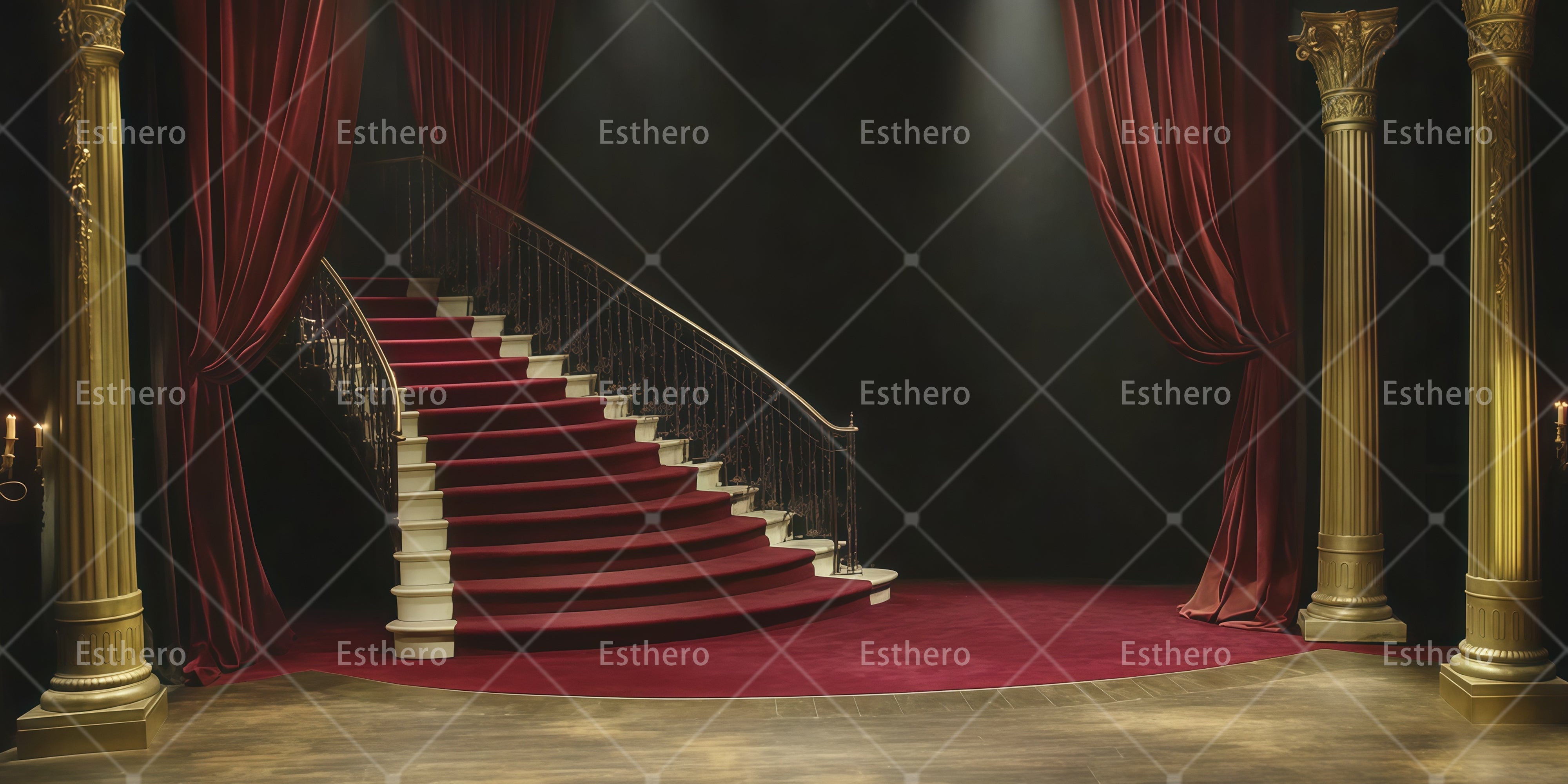 Toile de Fond Escalier à Tapis Rouge pour Théâtre RR66-T50