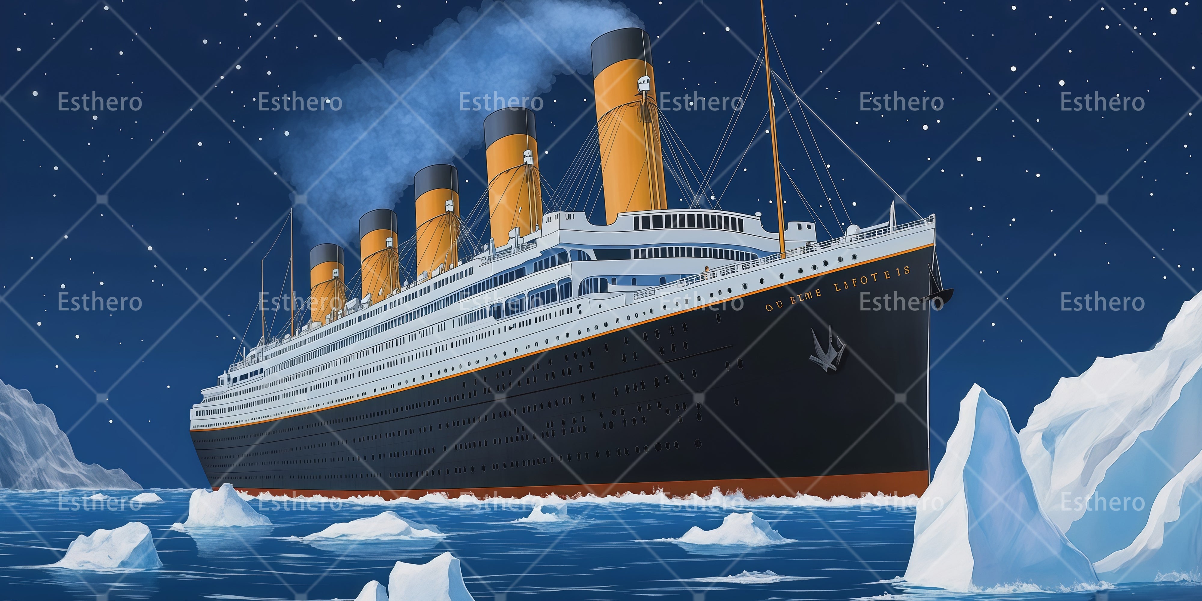 Toile de Fond de Théâtre Voyage du Titanic vers l’Iceberg RR66-T62