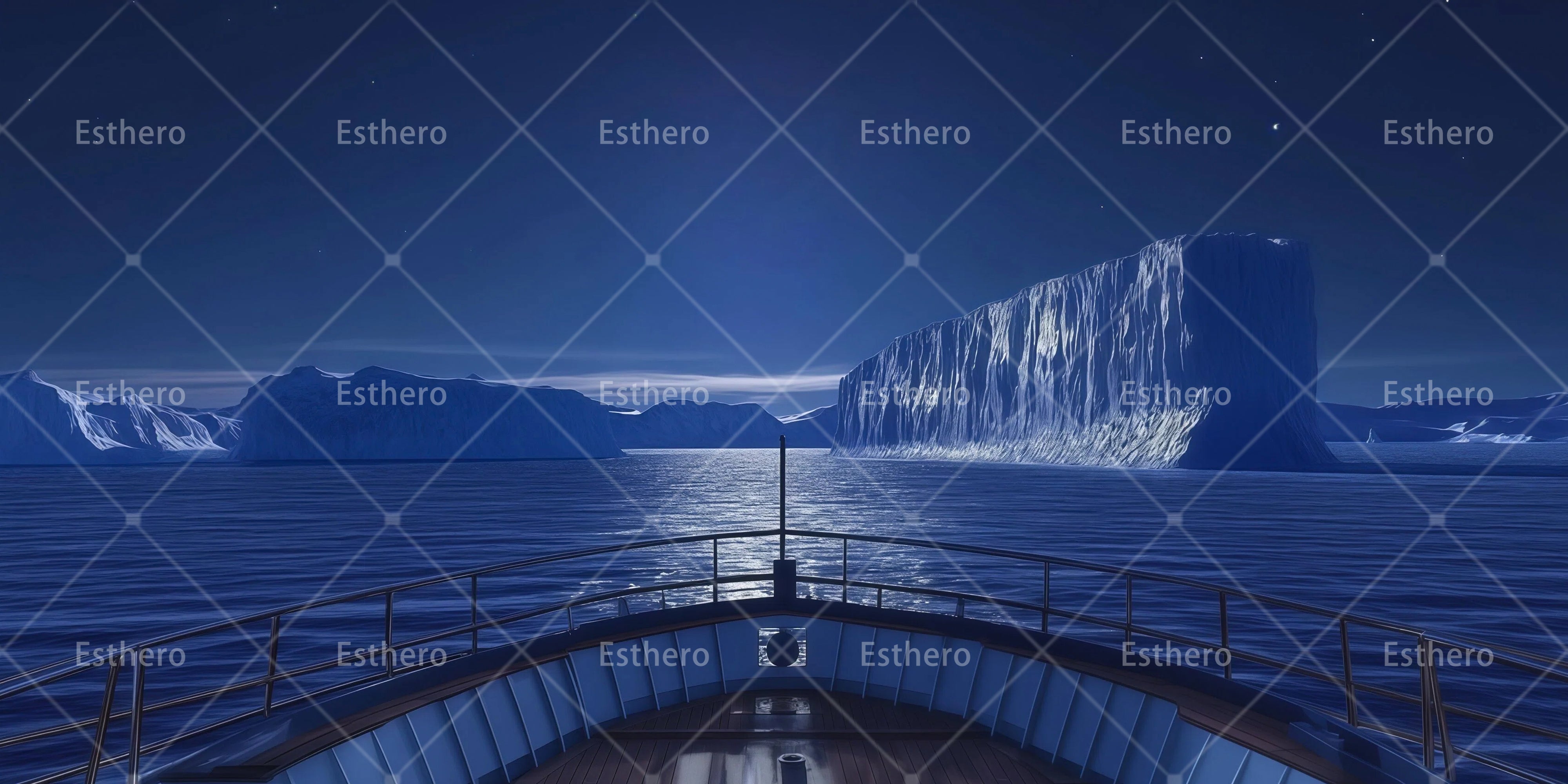 Toile de Fond de Scène Pont du Titanic avec Iceberg RR66-T68
