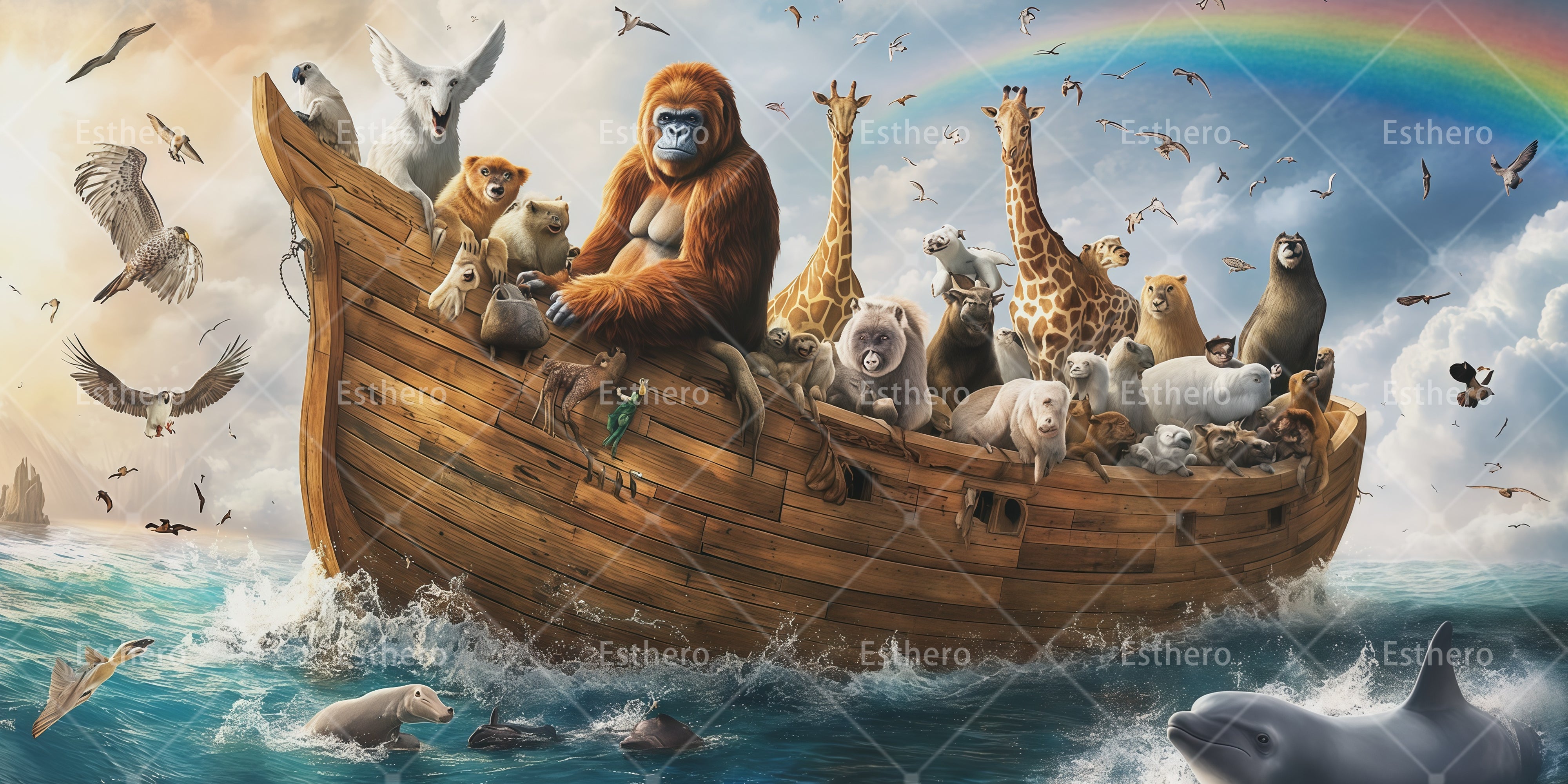 Décor de scène Voyage des animaux de l’Arche de Noé RR66-T83