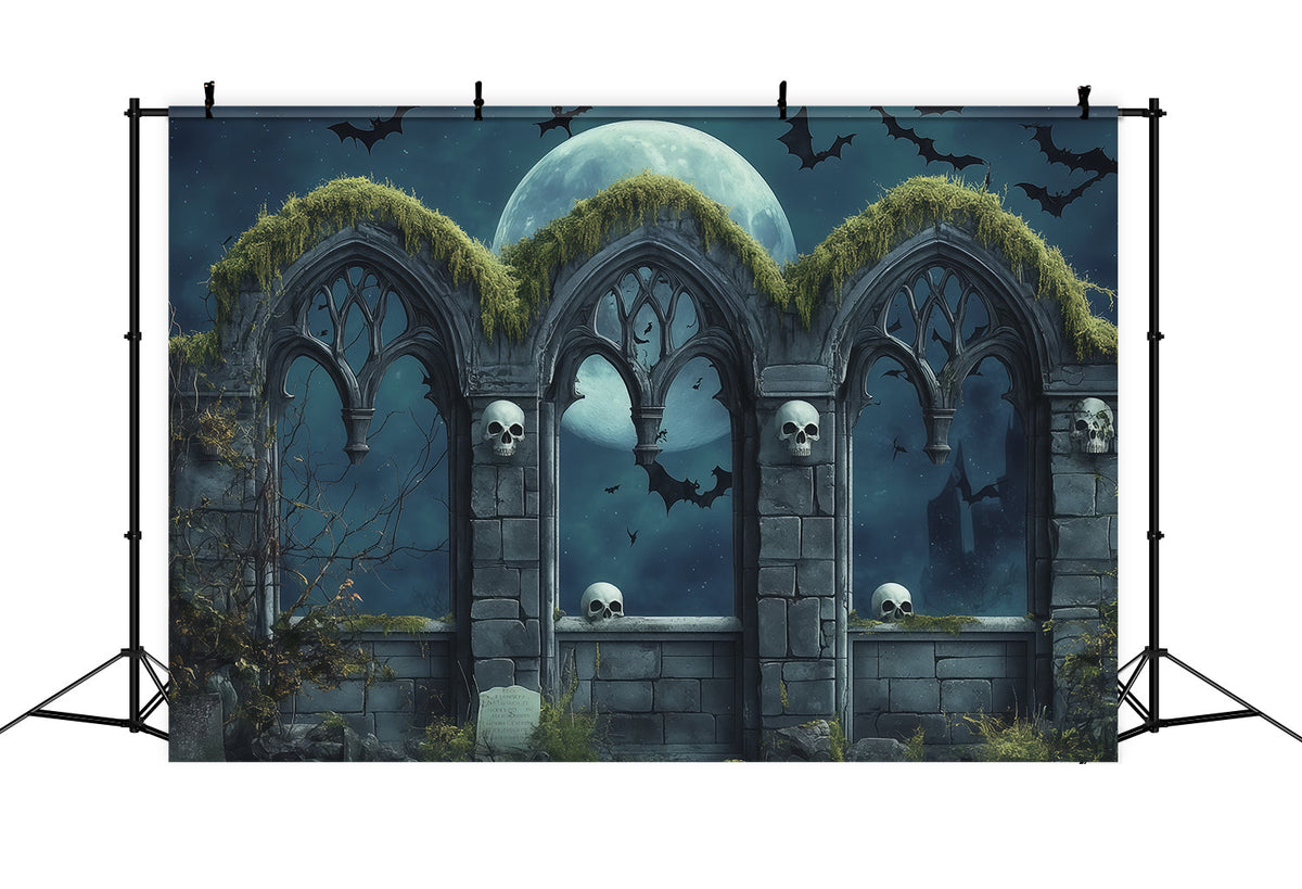 Décor De Cimetière D'Halloween Personnalisé Crâne Gothique Lune Et Arches RR67-114