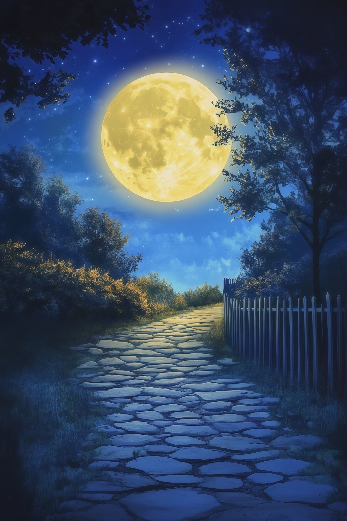 Décor De Lune Pour Halloween Forêt Au Clair De LuneChemin Pavé Toiles De Fond Photo D'Halloween RR67-157