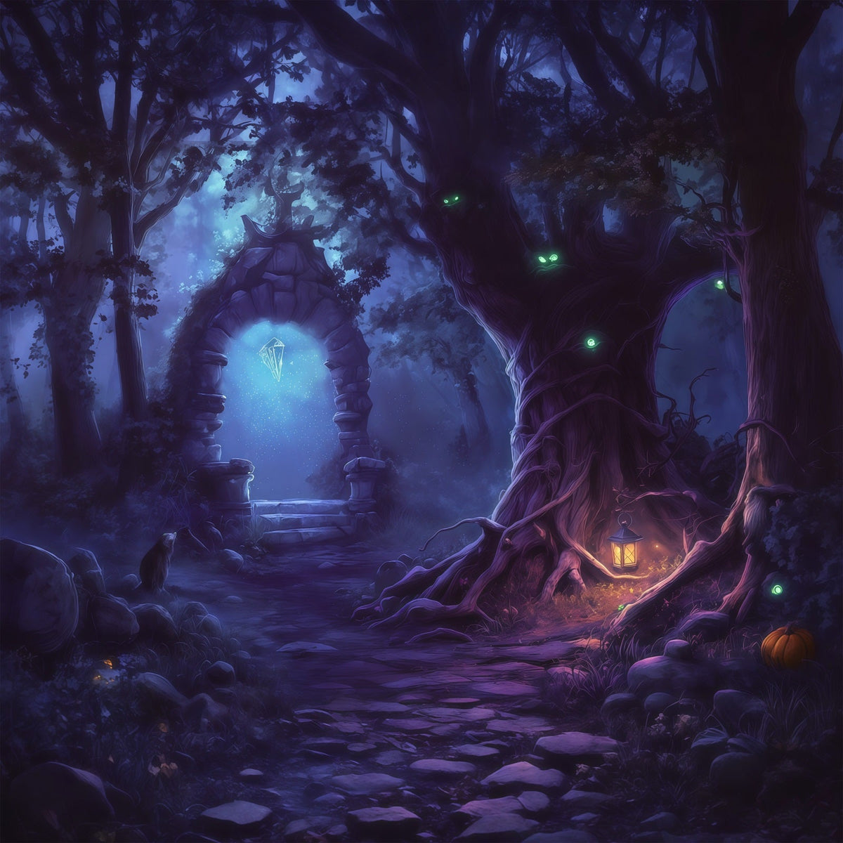 Décor De Forêt D'Halloween Portail Lumineux Bois Mystique Décor Vintage D'Halloween RR67-32
