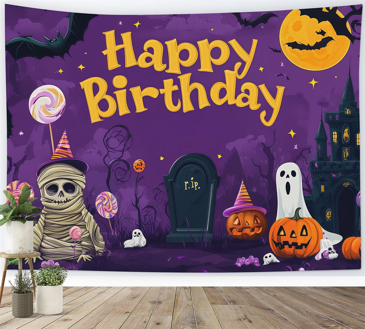 Décors Photo D'Halloween Momie Fantôme Château Hanté Décor D'Anniversaire D'Halloween RR67-76