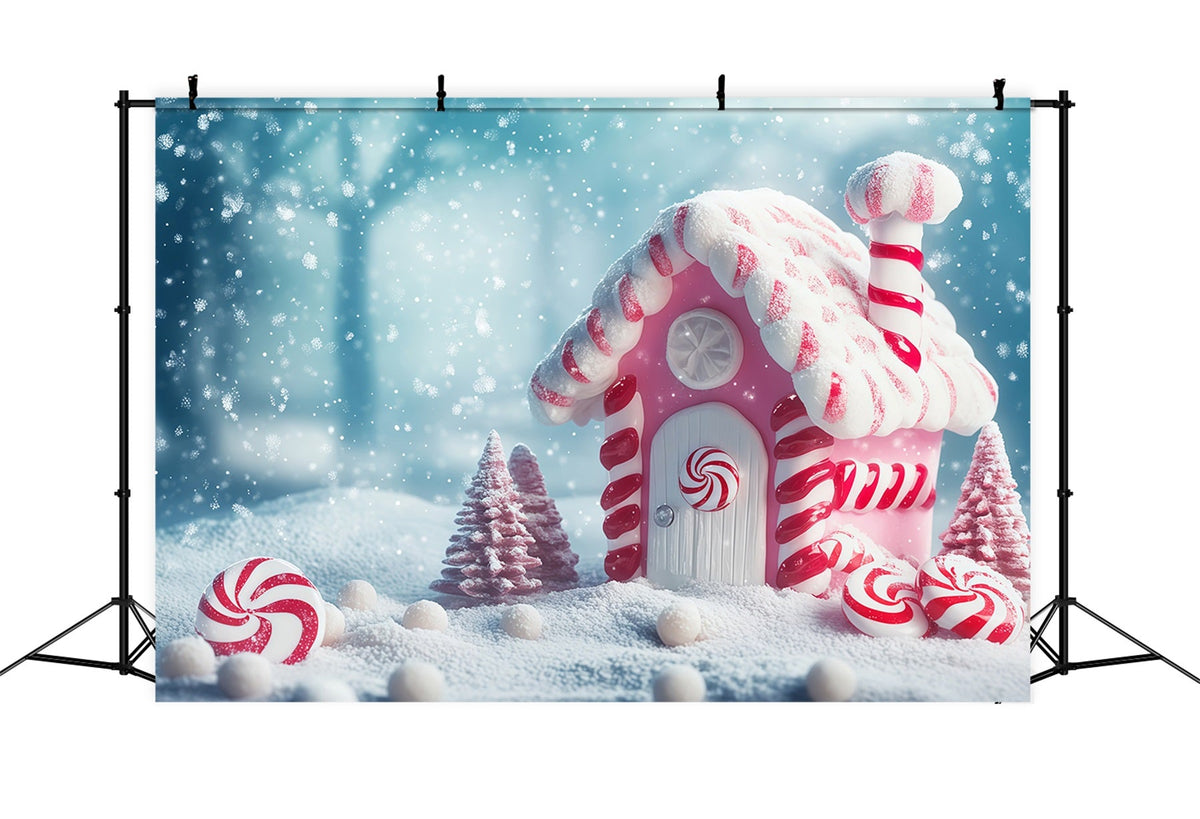 Décor De Bonbons De Noël Chalet De Bonbons À La Menthe Poivrée Rose Décor Photo De Noël RR68-100