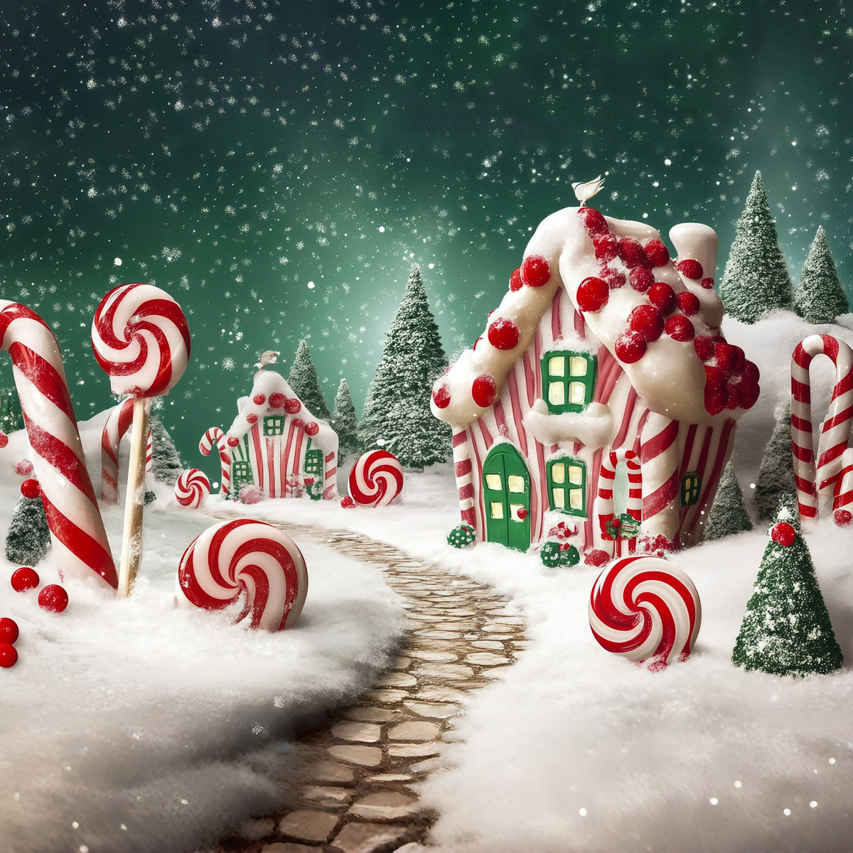 Décor De Noël Candyland Le Pays Des Merveilles De Candy Cottage Décors Photographiques De Noël RR68-72