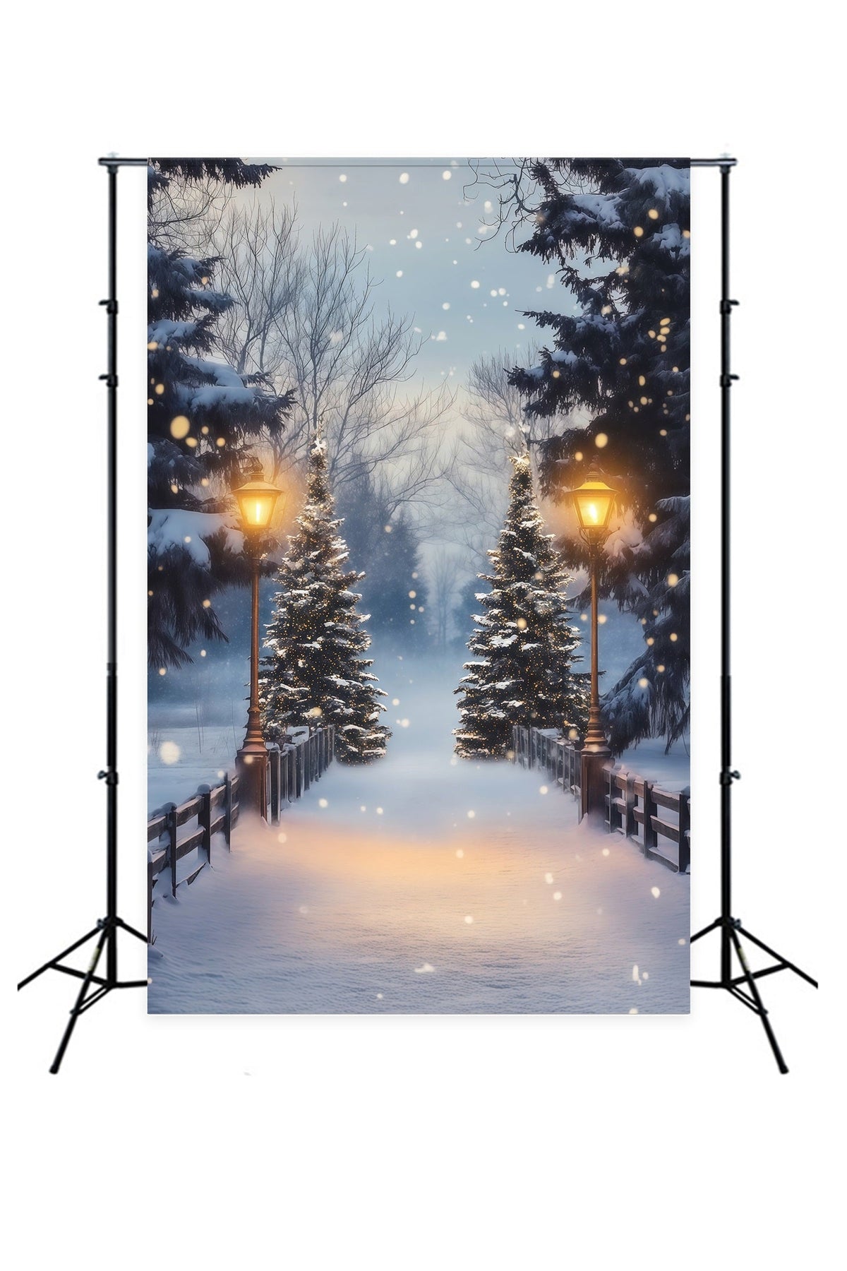 Forêt De Noël En Toile De Fond Pont De La Lanterne De Snowy Pine Décor De Noël Pour Studio RR68-86