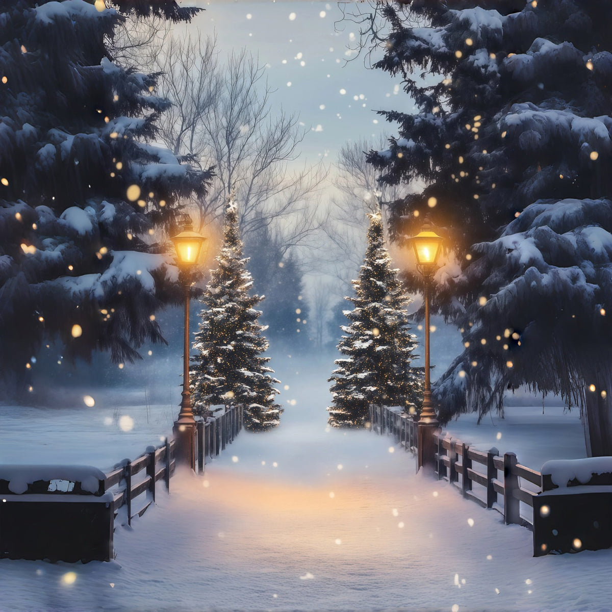 Forêt De Noël En Toile De Fond Pont De La Lanterne De Snowy Pine Décor De Noël Pour Studio RR68-86