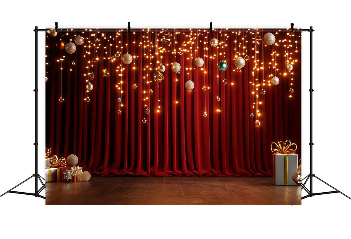 Décors De Scène De Noël Rideau De Boules Dorées Scintillantes Décor Intérieur De Noël RR68-90