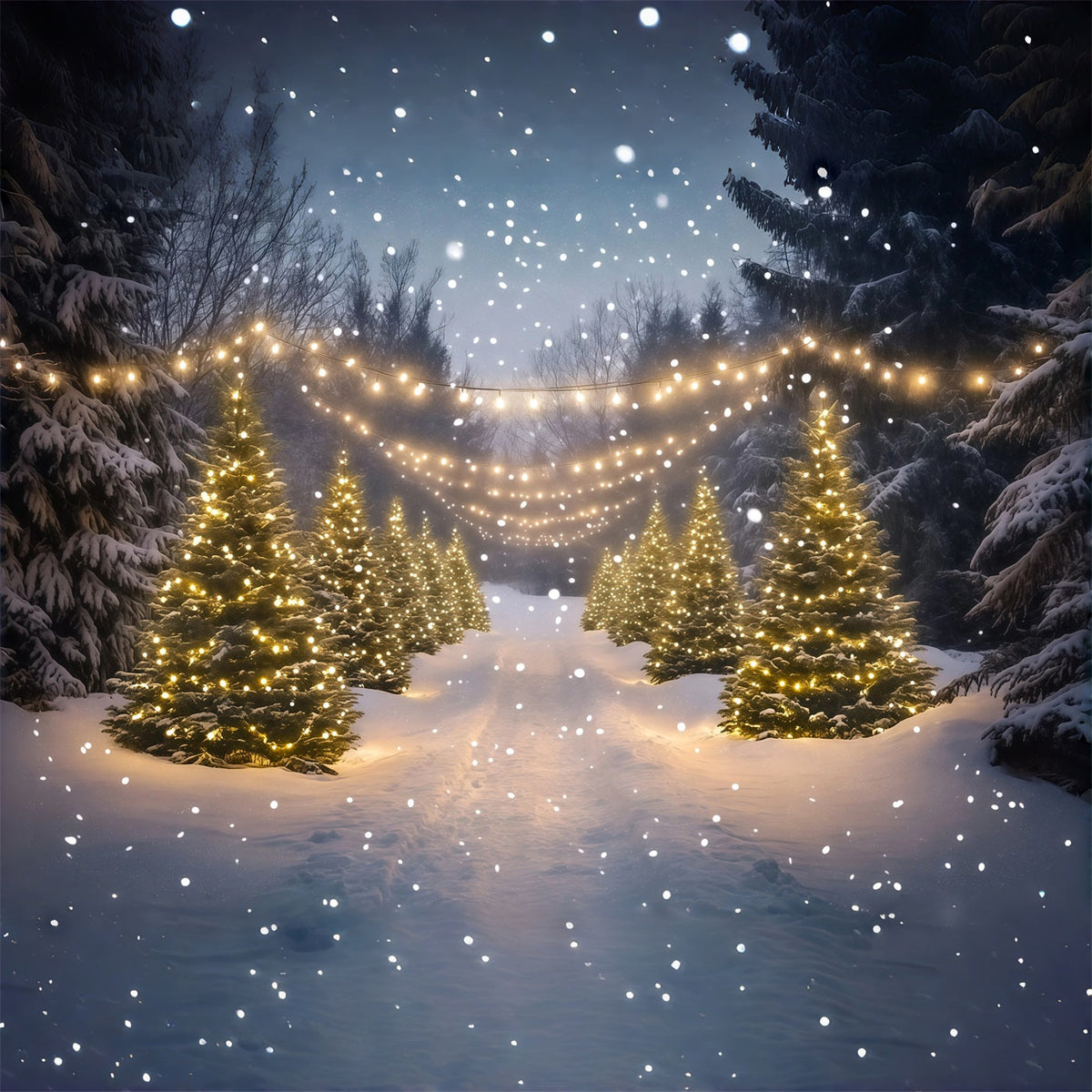 Décor De Noël Féérique Chemin Lumineux De La Forêt Enneigée Décors De Noël D'Intérieur RR68-91