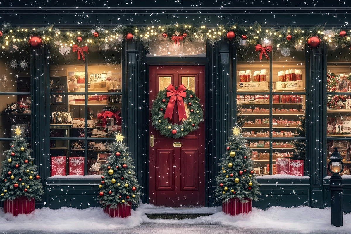 Décor De Magasin De Noël Vitrine De Magasin Festive Décors Muraux De Noël RR69-15
