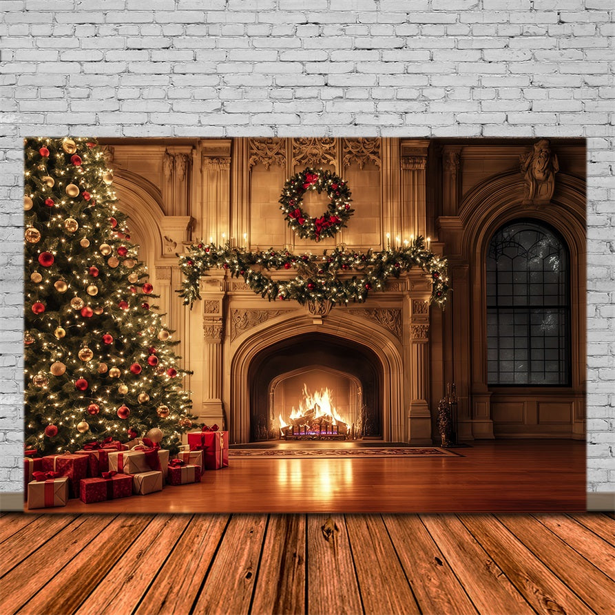 Décor De Noël Chaleureux Guirlande Lumineuse De Cheminée Luxueuse Décor Photo De Noël RR69-37