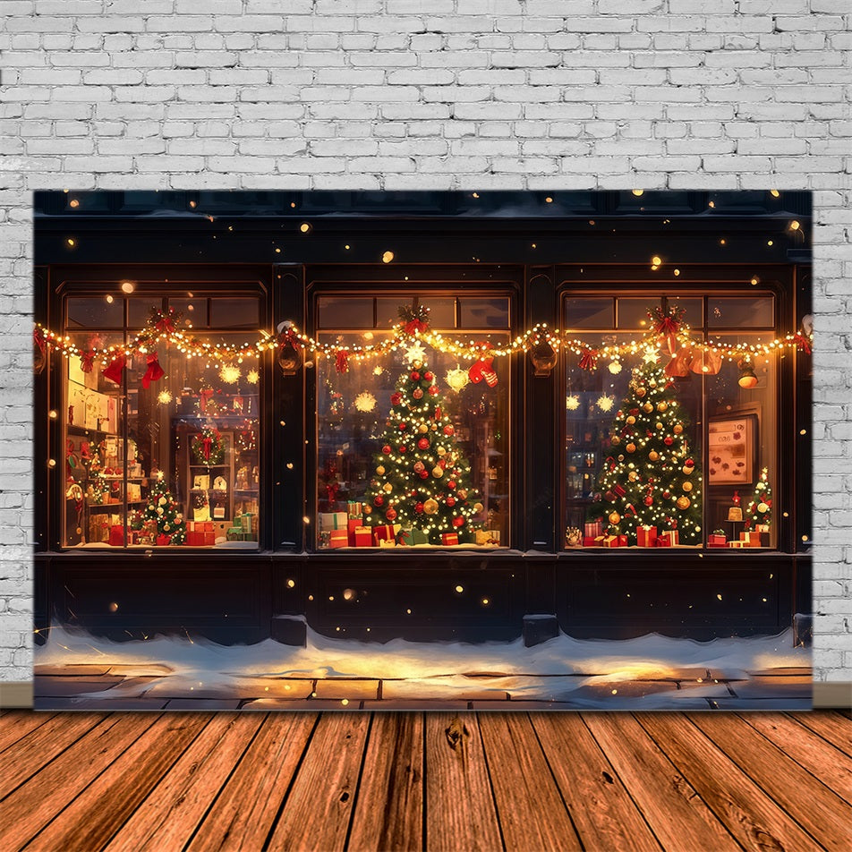 Décor De Magasin De Noël Vitrines D'Hiver Illuminées Décor Mural De Noël RR69-45