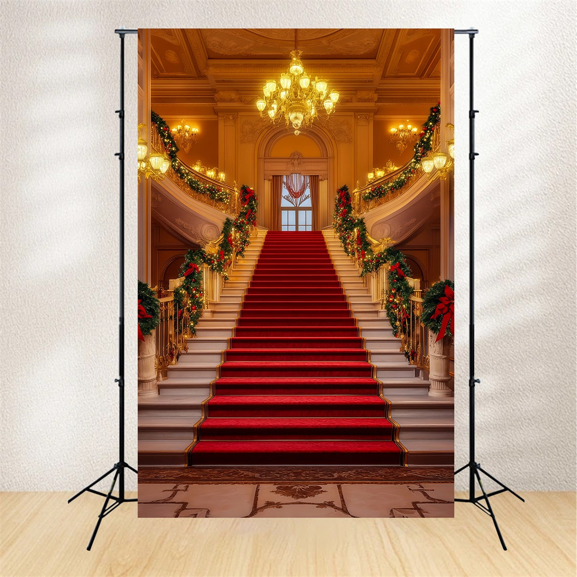 Décors De Scène De Noël Grand Lustre, Escalier, Hall Décors Photographiques De Noël RR69-5