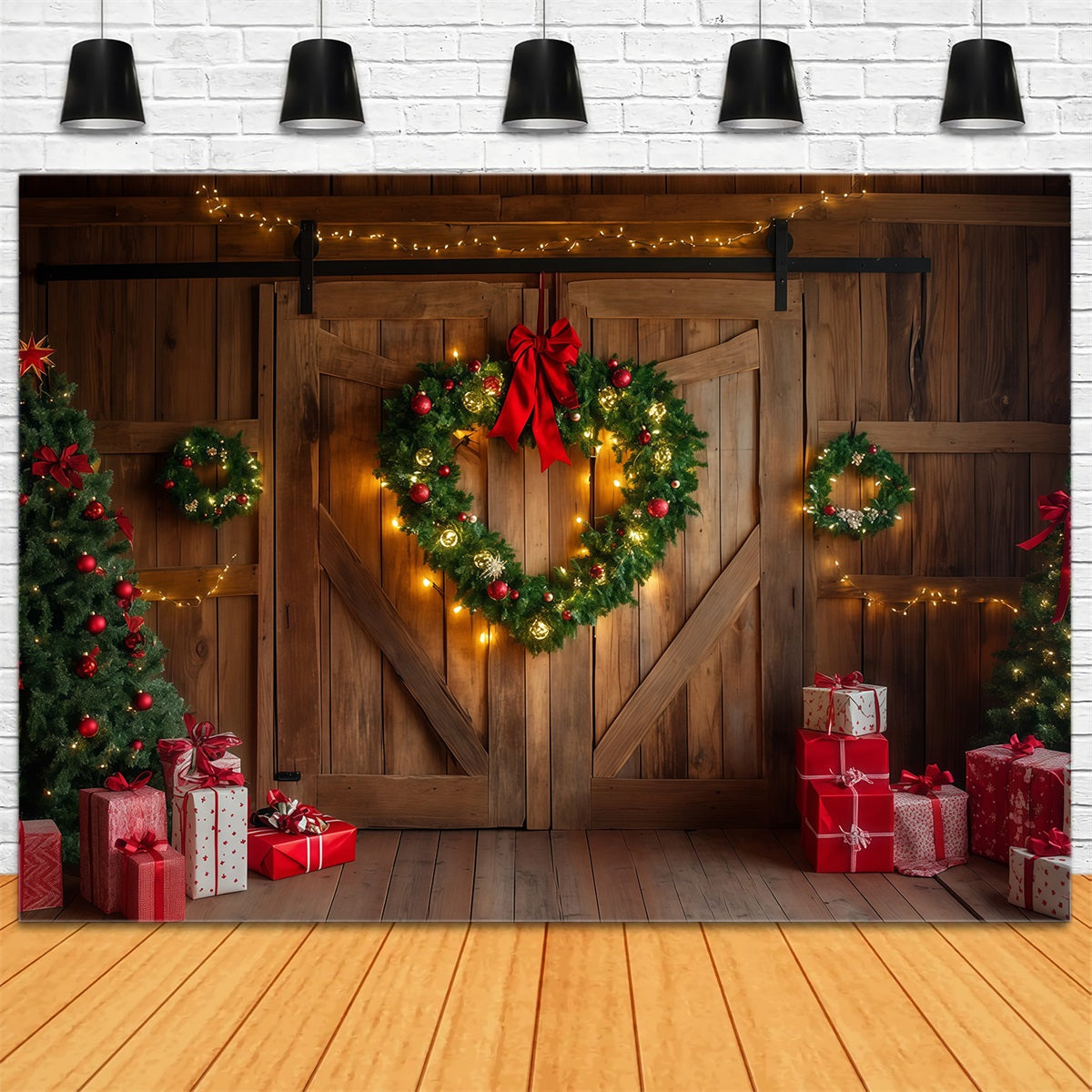 Décor De Noël De Porte De Grange Porte De Couronne De Grange Rustique Décor De Noël Intérieur RR69-55