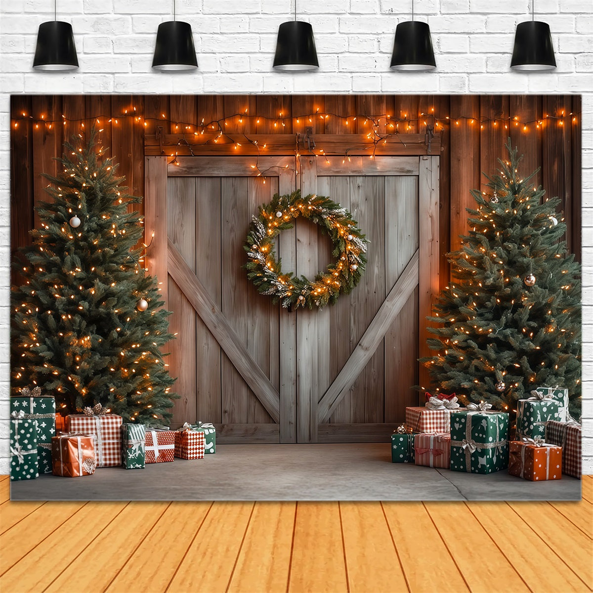 Décor De Porte De Grange De Noël Décoration Rustique De Porte De Grange Décors De Studio De Noël RR69-59