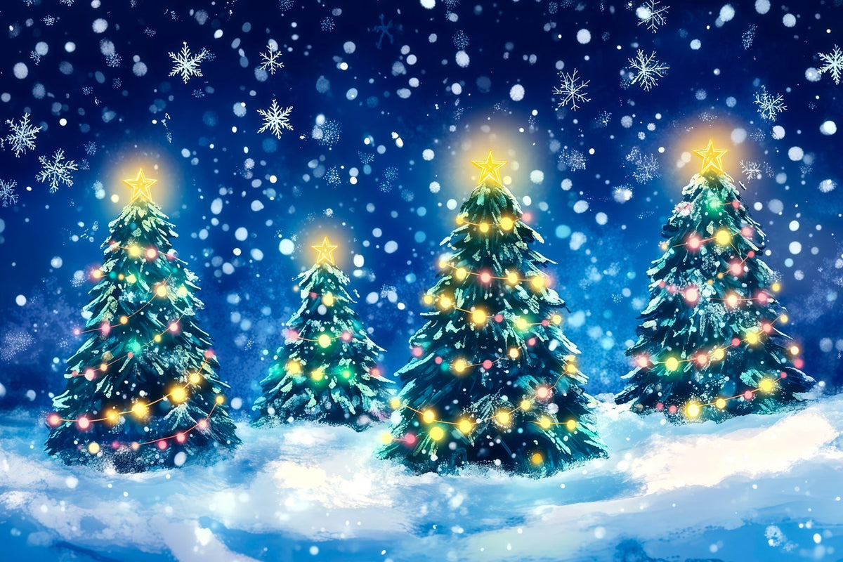 Fond De Sapin De Noël Forêt De Pins Lumineuse Décors Photographiques De Noël RR69-62