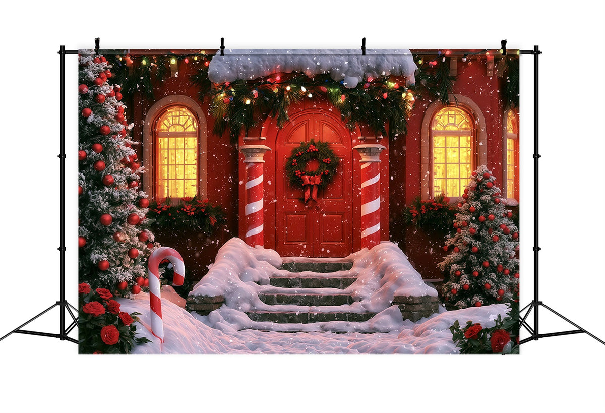 Décor De Noël D'Hiver Entrée De La Porte Rouge Canne À Sucre Décor De Noël Intérieur RR69-75