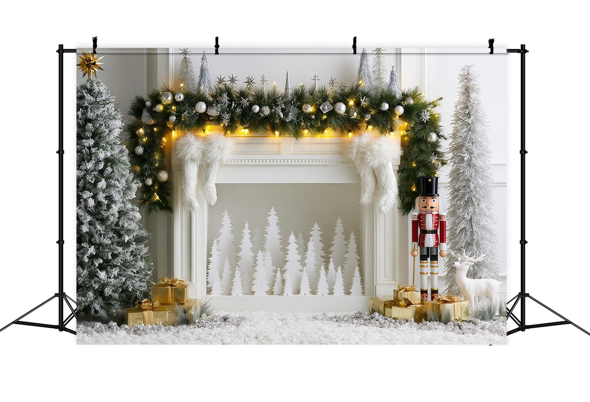 Décor De Noël Élégant Présentoir De Cheminée Silver Frost Décors De Noël Pour Studio RR69-81