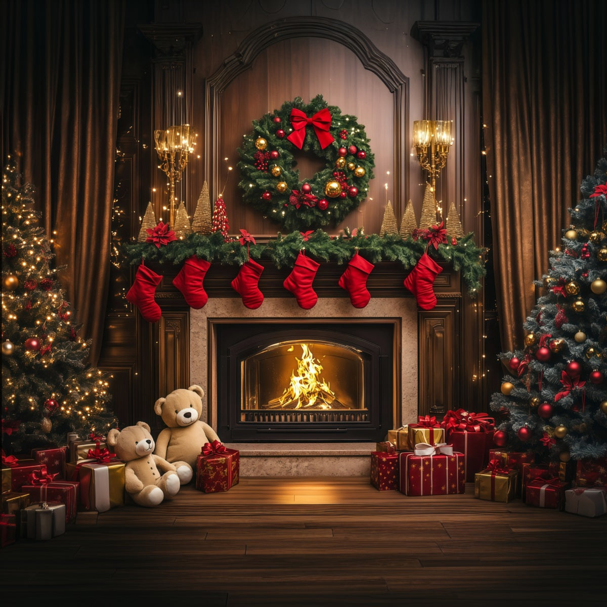 Décor De Noël Chaleureux Bas De Cheminée Vintage Décors De Noël D'Intérieur RR69-85