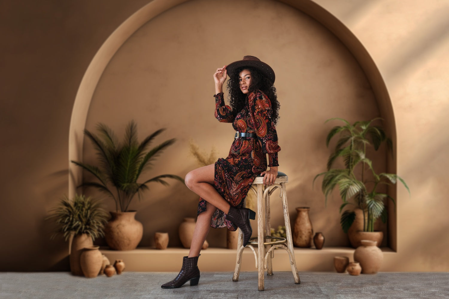 Oasis Chaude Boho Toile de Fond Photographique RR7-1