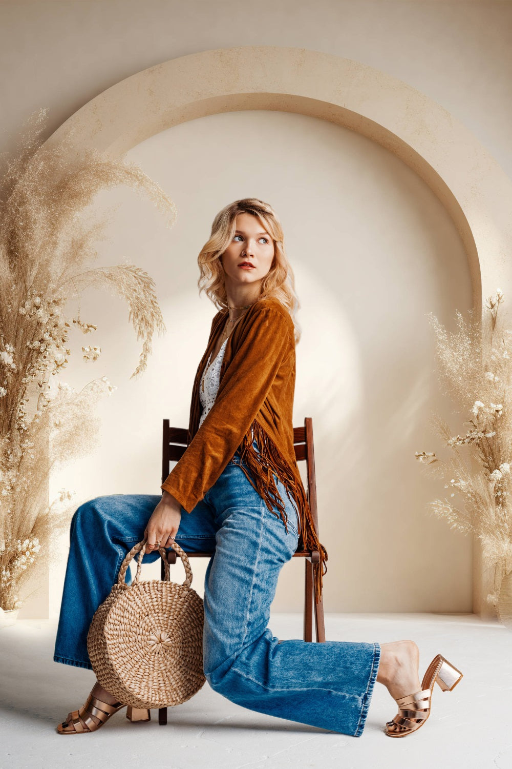 Heure Dorée Boho Toile de Fond Photographique RR7-15