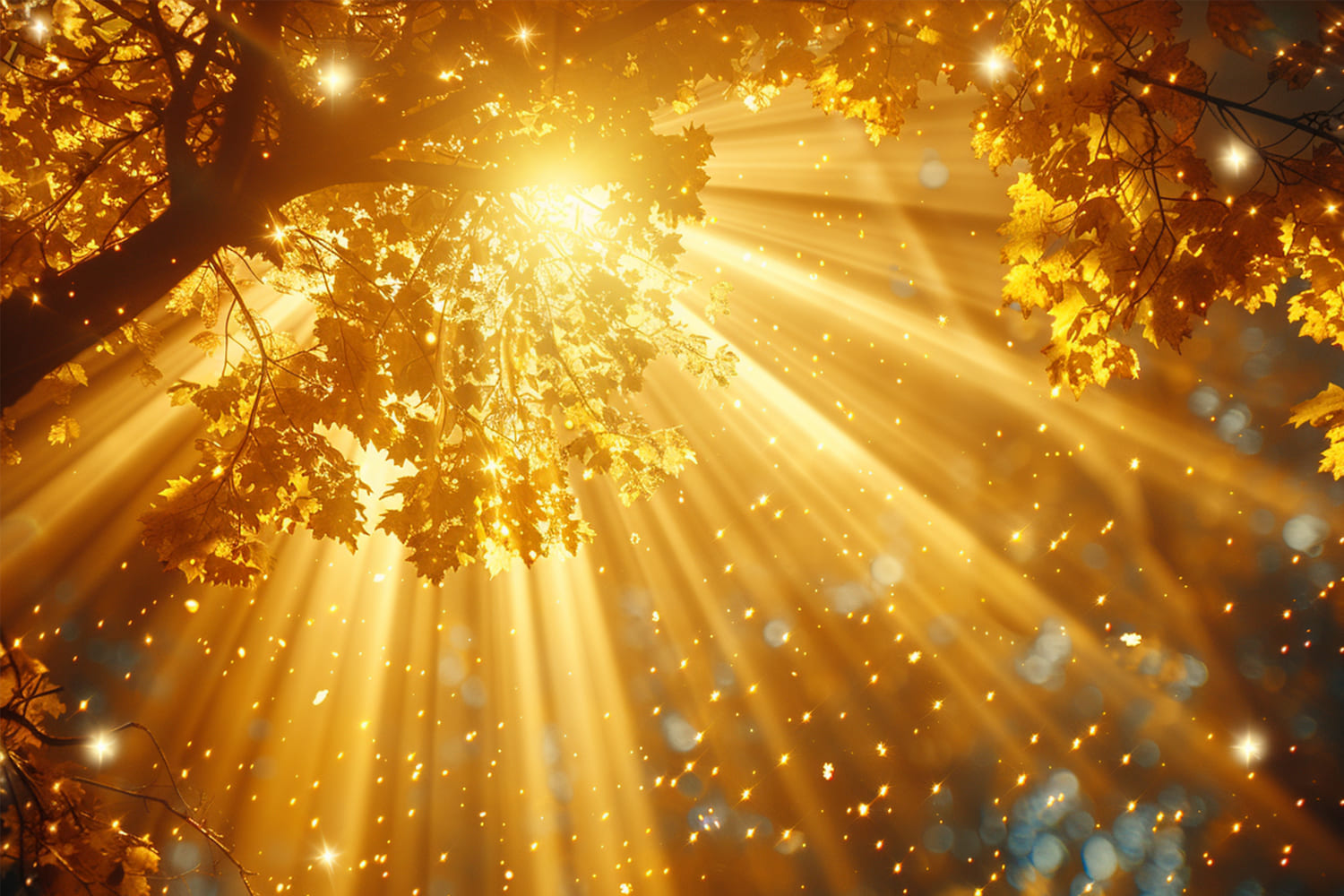 Toile de Fond de Photographie de Forêt avec Rayons de Soleil d'Automne RR7-155