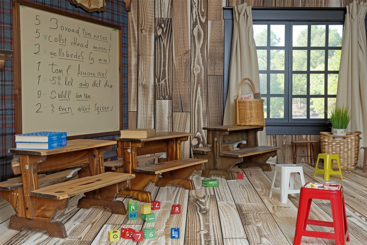 Toile de Fond de Salle de Classe Vintage pour la Rentrée RR7-186