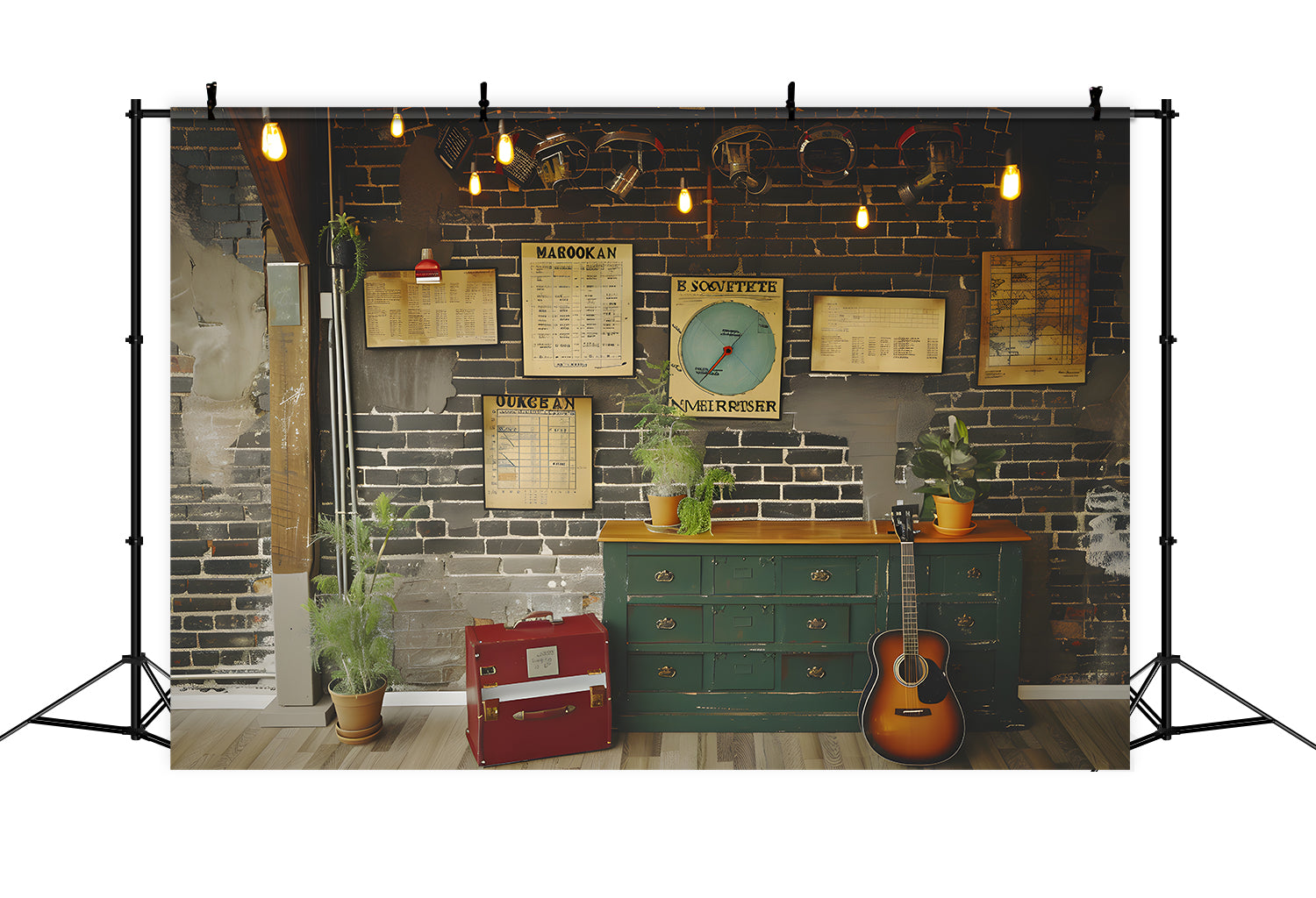 Toile de Fond de Mur de Briques avec Emploi du Temps pour la Rentrée RR7-193