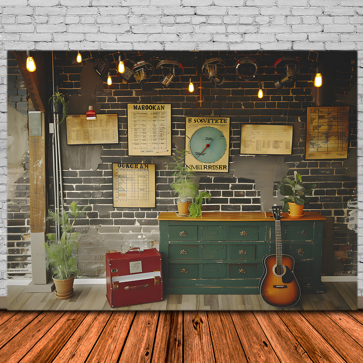 Toile de Fond de Mur de Briques avec Emploi du Temps pour la Rentrée RR7-193