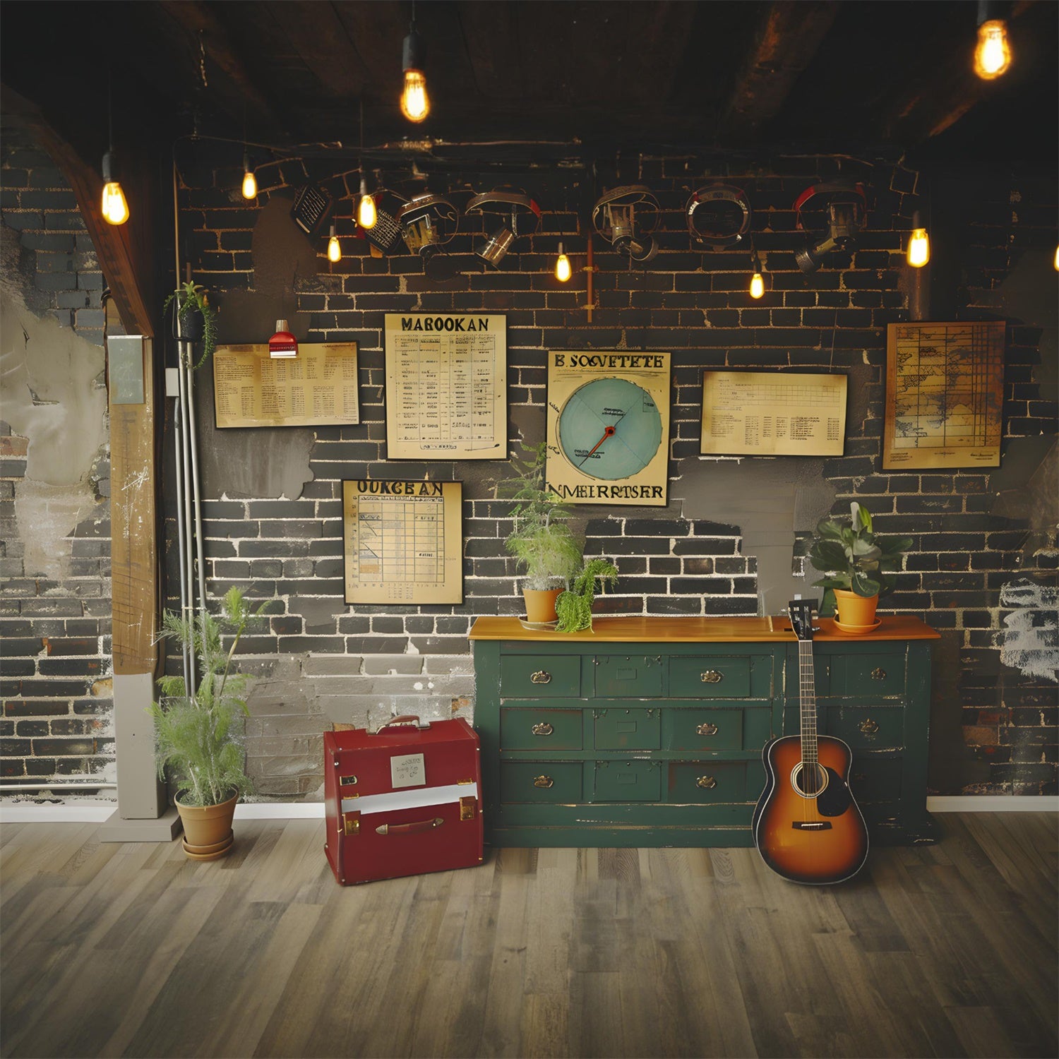 Toile de Fond de Mur de Briques avec Emploi du Temps pour la Rentrée RR7-193