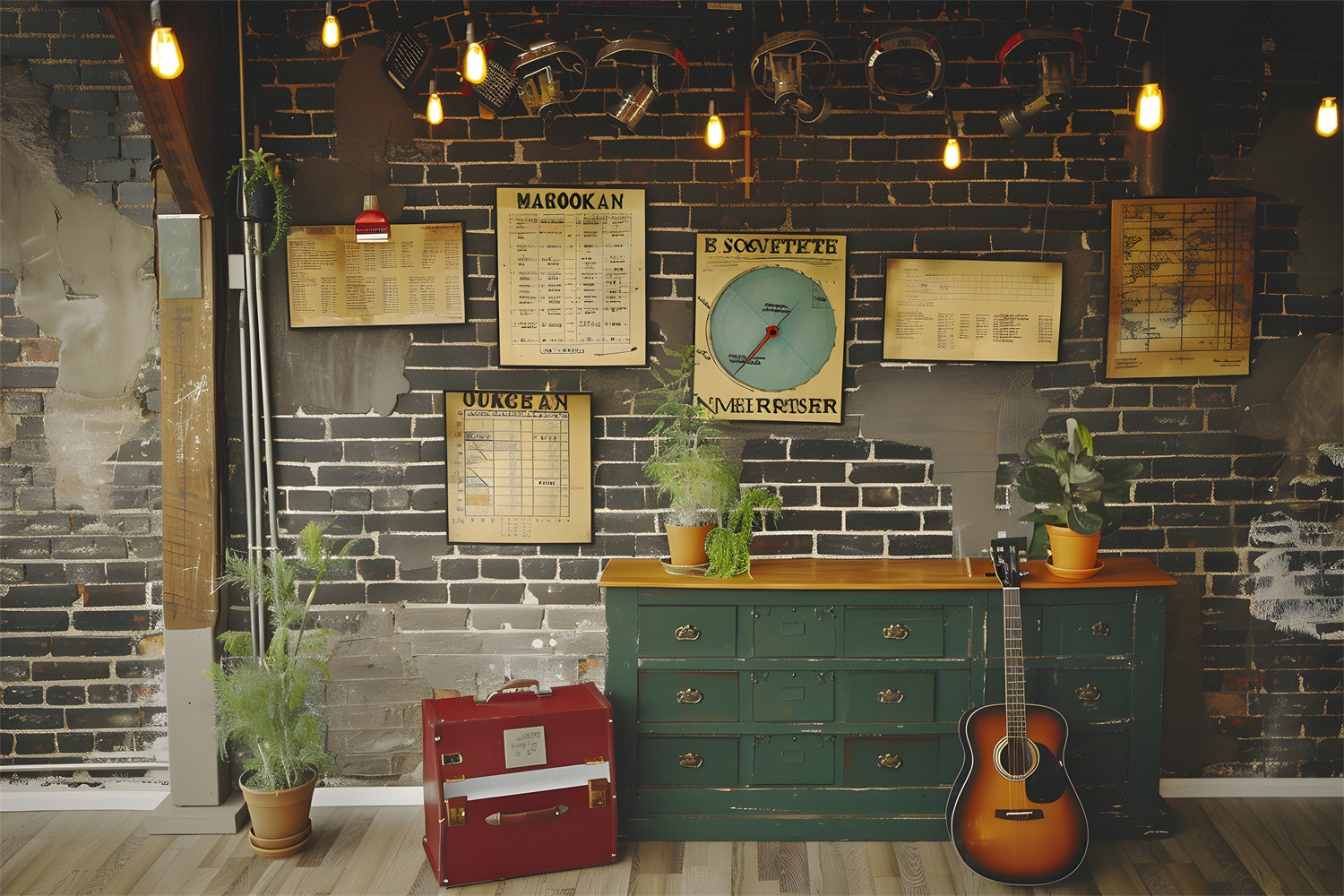 Toile de Fond de Mur de Briques avec Emploi du Temps pour la Rentrée RR7-193