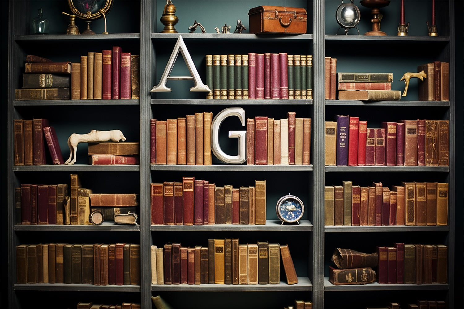 Toile de Fond de Rayonnage Classique avec Livres pour la Rentrée RR7-194