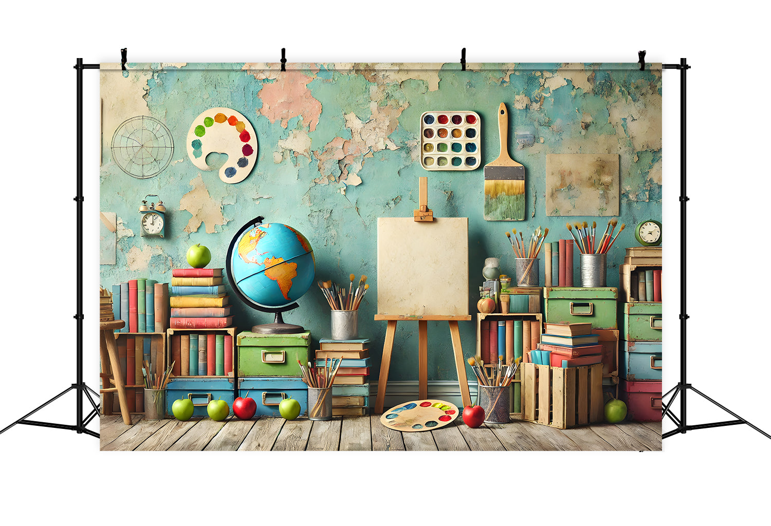 Toile de Fond de Mur Mottlé de Salle de Classe pour la Rentrée RR7-239