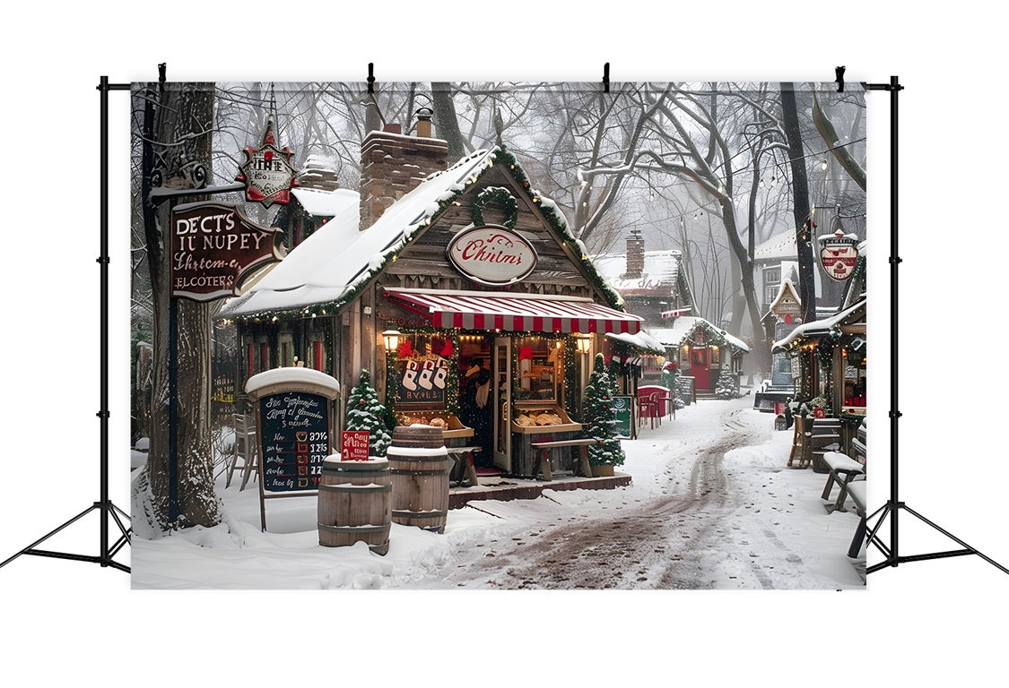 Toile de fond de Noël Marché du Village Douillet RR7-570