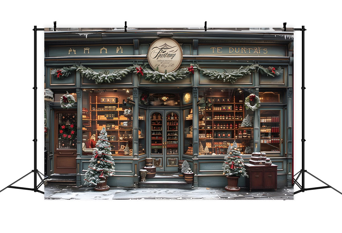 Toile de fond de Noël Façade de Boutique Ancienne RR7-571