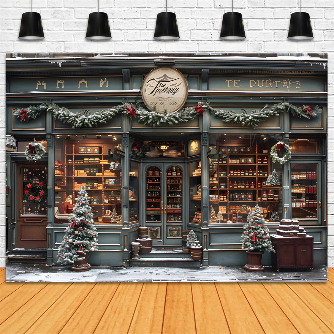 Toile de fond de Noël Façade de Boutique Ancienne RR7-571