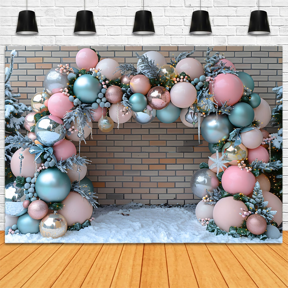 Toile de fond de Noël Arche de Ballons Merveilleuse RR7-574