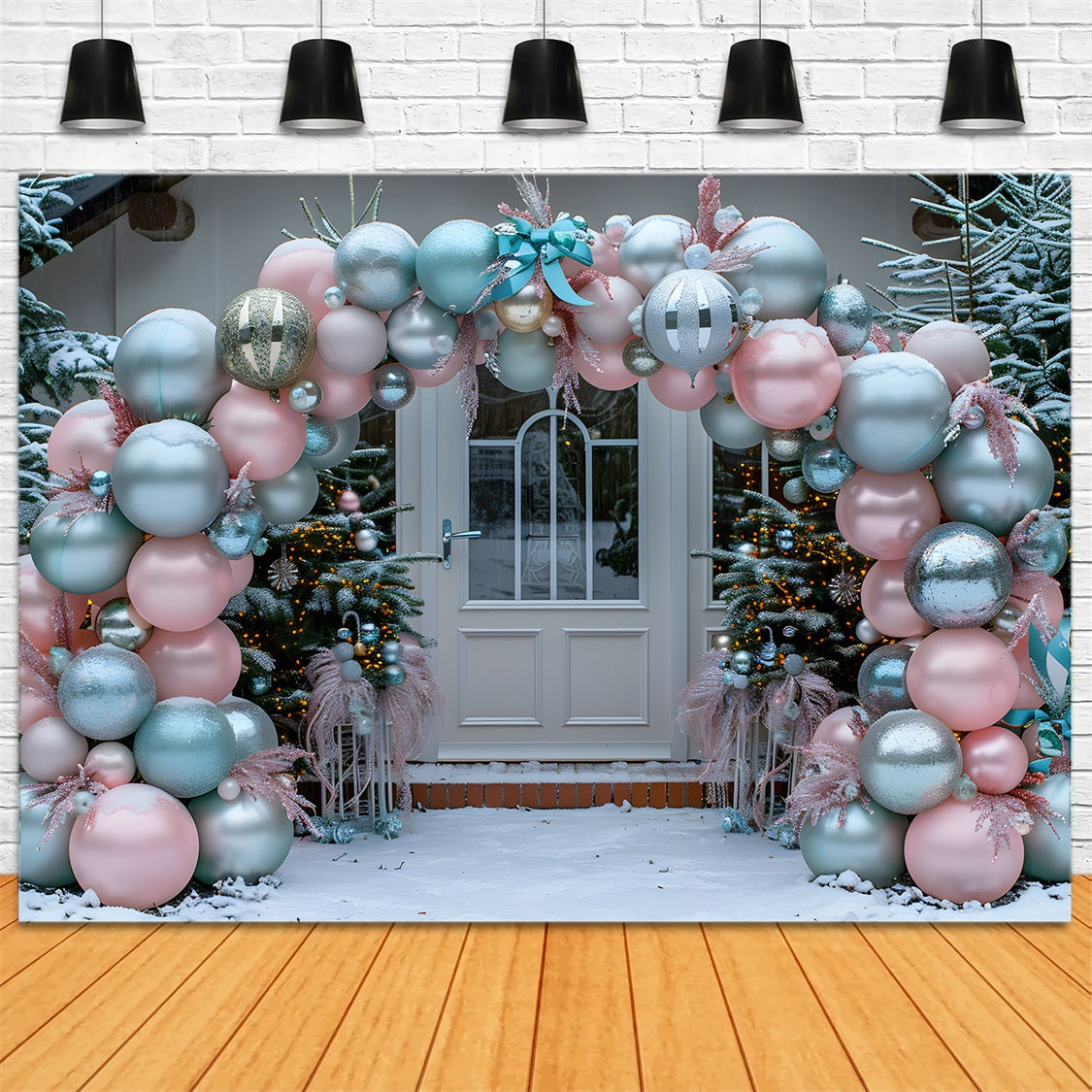 Toile de fond de Noël Élégante Arche de Ballons RR7-575